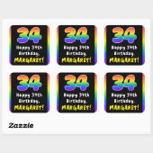 34e verjaardag: Regenboogspectrum # 34, Aangepaste Vierkante Sticker (Vel)