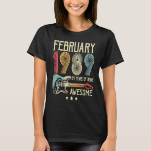 34e verjaardag Retro Gitaar Februari 1989 34 Jaar T-shirt
