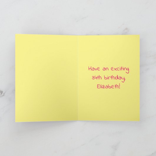 34e verjaardag: roze strips & harten, regenboognr. kaart (Binnen)