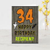 34e verjaardag: Spooky Halloween Thema, Aangepaste Kaart (Gele Bloem)