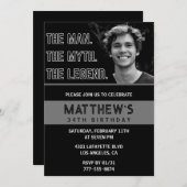 34e verjaardag uitnodiging Black Het Man The Legen (Voorkant / Achterkant)