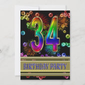 34e verjaardag Uitnodiging met bellen (Voorkant)