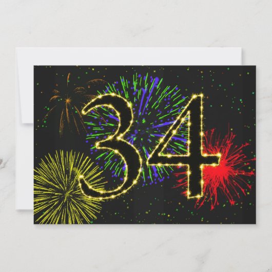 34e verjaardag uitnodigt kaart (Voorkant)