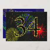 34e verjaardag uitnodigt kaart (Voorkant / Achterkant)