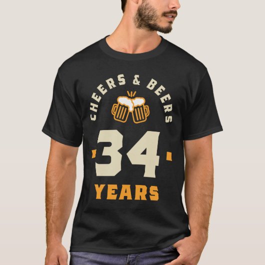 34e verjaardag van de borstkas en het bier t-shirt (Voorkant)