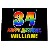 34e verjaardag: Vet, Vun, Eenvoudig, Regenboog 34 Groot Cadeauzakje (Voorkant)