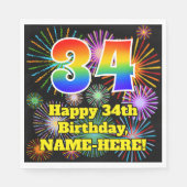 34e verjaardag: Vuurwapenpatroon en regenboog 34 Servet (Voorkant)