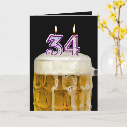 34e verjaardagsbier op zwart kaart (Gele Bloem)