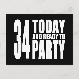 34e verjaardagsfeest: 34 Vandaag & Klaar om te fee Uitnodiging Briefkaart