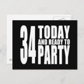 34e verjaardagsfeest: 34 Vandaag & Klaar om te fee Uitnodiging Briefkaart (Voorkant / Achterkant)