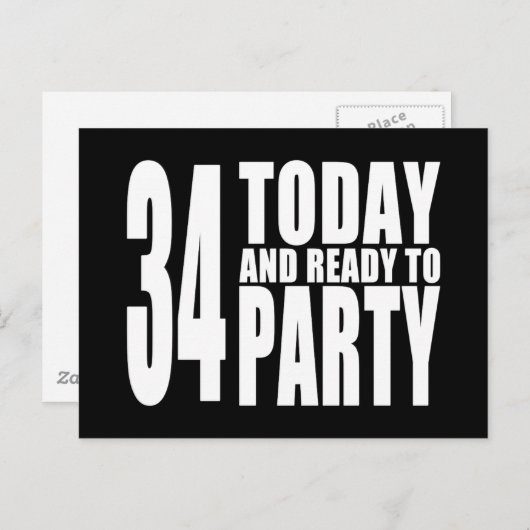 34e verjaardagsfeest: 34 Vandaag & Klaar om te fee Uitnodiging Briefkaart (Voorkant / Achterkant)