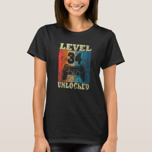 34e verjaardagsniveau ontgrendelde Vintage voor ga T-shirt