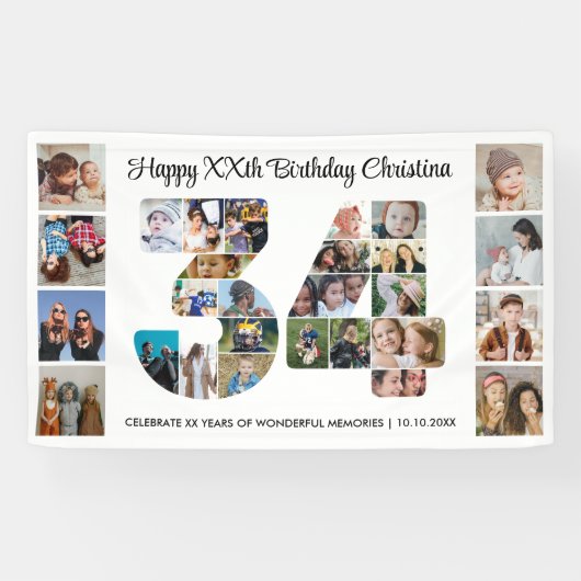 34e verpartij Foto Collage nummer 34 Spandoek (Horizontaal)