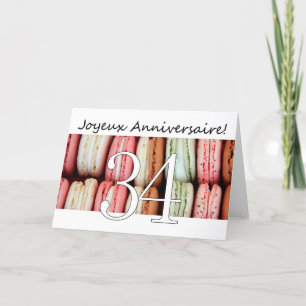 34ste Franse verjaardag Macaron-Joyeux Anniversair Kaart