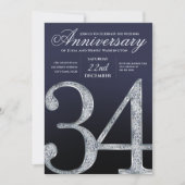 34th Anniversary Diamond Silver Navy Blue Kaart (Voorkant)