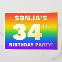 34th Birthday Party: Fun, Colorful Rainbow Pattern