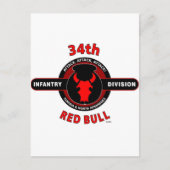 34th INFANTRY DIVISION" RED BULL" Briefkaart (Voorkant)