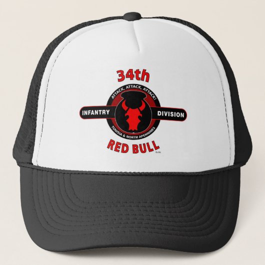 34th INFANTRY DIVISION" RED BULL" Trucker Pet (Voorkant)