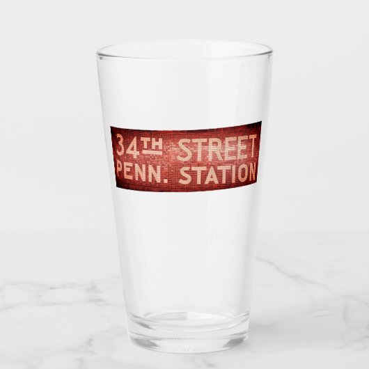 34th Street New York, NY Tegel Treinstation Sign Glas (Voorkant)