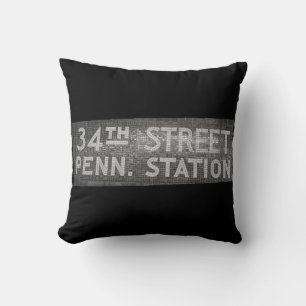 34th Street New York, NY Tegel Treinstation Sign Kussen