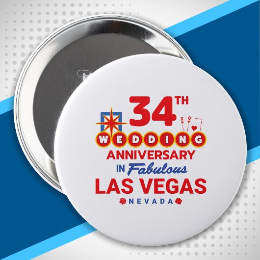 34th Wedding Jubileum Couples Las Vegas Trip Ronde Button 4,0 Cm