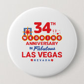 34th Wedding Jubileum Couples Las Vegas Trip Ronde Button 4,0 Cm (Voorkant)