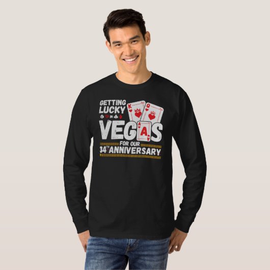 34th Wedding Jubileum - Couples Las Vegas Trip T-shirt (Voorkant volledig)