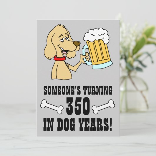 350 Dog Years 50th Birthday Party Invite Kaart (Staand voorkant)