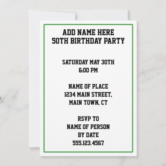 350 Dog Years 50th Birthday Party Invite Kaart (Achterkant)