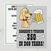 350 Dog Years 50th Birthday Party Invite Kaart (Voorkant / Achterkant)