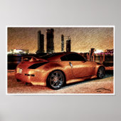 350Z City Scape Pencil Schets Poster (Voorkant)