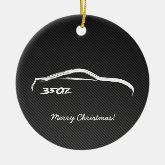 350Z White Silhouette met Faux Carbon FIber Keramisch Ornament (Voorkant)