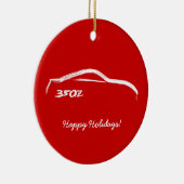 350Z White Silhouette met rode achtergrond Keramisch Ornament (Rechts)