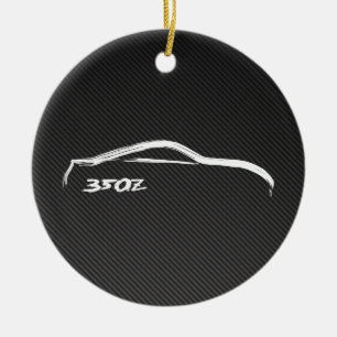 350Z wit Silhouet met de Vezel van de Koolstof Keramisch Ornament