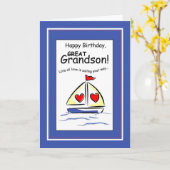 3541 Grote kleinzoon Religieuze zeilboot Verjaarda Kaart (Gele Bloem)