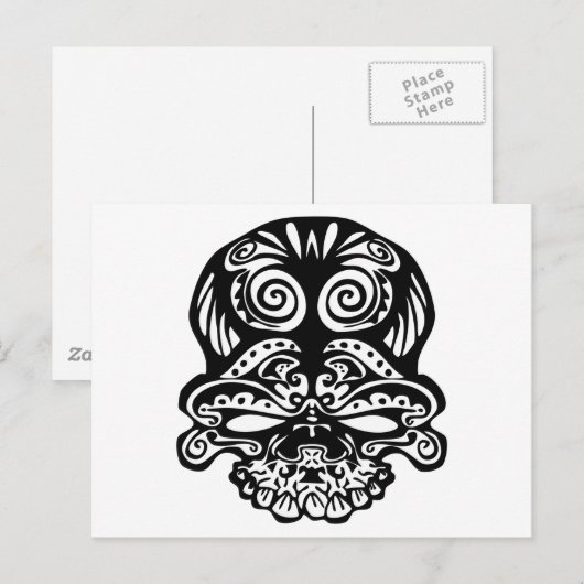 355 Tribale schedel Briefkaart (Voorkant / Achterkant)