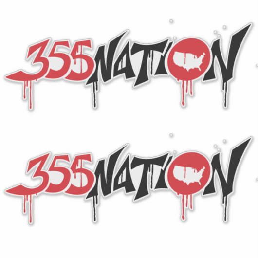 355Nation Graffiti stijl Logo Sticker (Voorkant)