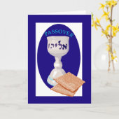 3563 Passover Blue Cup en Matzoh Kaart (Gele Bloem)