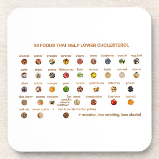35 Beste voedingsmiddelen die helpen cholesterol t Bier Onderzetter (Voorkant)