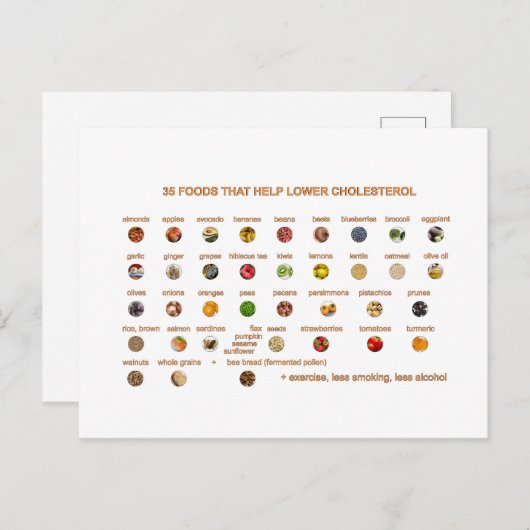35 Beste voedingsmiddelen die helpen cholesterol t Briefkaart (Voorkant / Achterkant)
