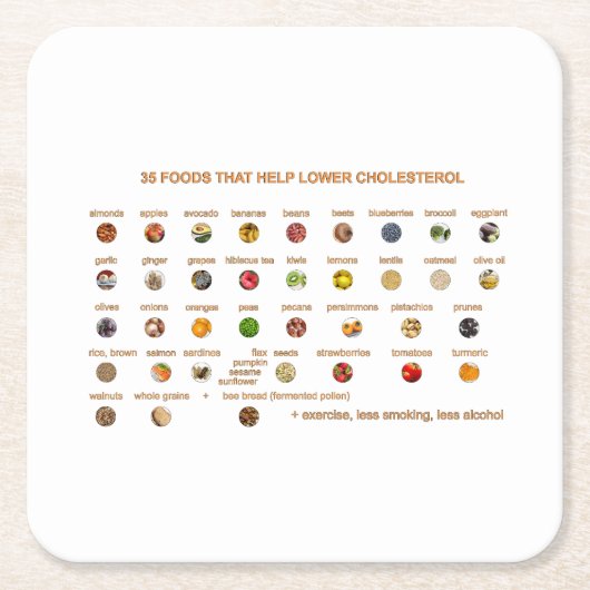 35 Beste voedingsmiddelen die helpen cholesterol t Kartonnen Onderzetters (Voorkant)