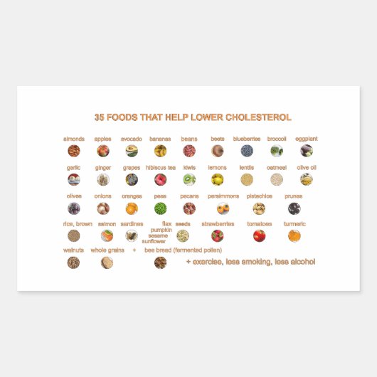 35 Beste voedingsmiddelen die helpen cholesterol t Rechthoekige Sticker (Voorkant)