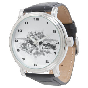 35-bliksem II zwart  leder Horloge