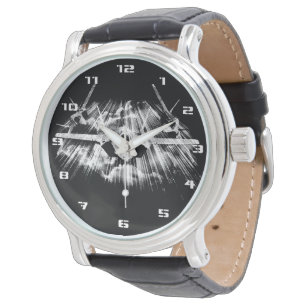 35-bliksem II zwart  leder Horloge