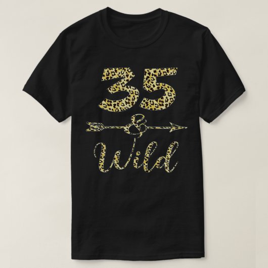 35 en wilde luipaard afdrukken 35e verjaardag t-shirt (Design voorkant)