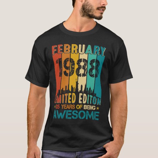 35 februari 1988 35 jaar oud t-shirt (Voorkant)