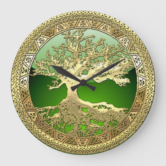 [35] Golden Celtic Tree of Life Grote Klok (Voorkant)