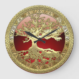 [35] Golden Celtic Tree of Life Grote Klok