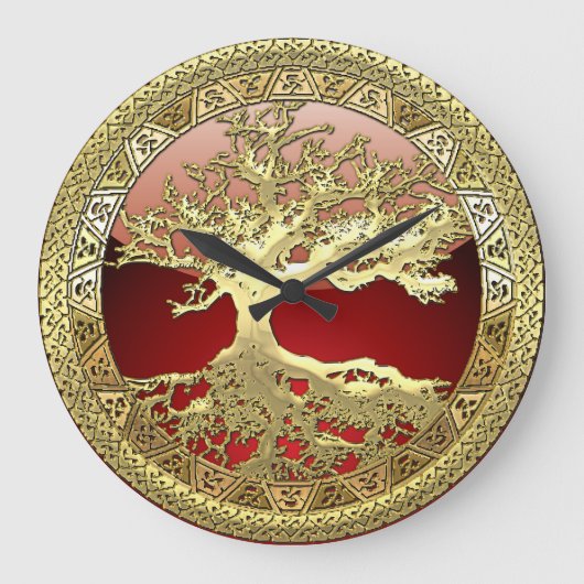 [35] Golden Celtic Tree of Life Grote Klok (Voorkant)