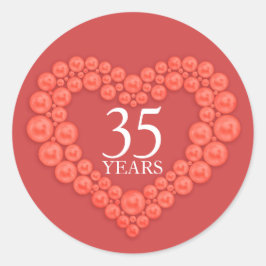 35 jaar Coral Anniversary Heart sticker